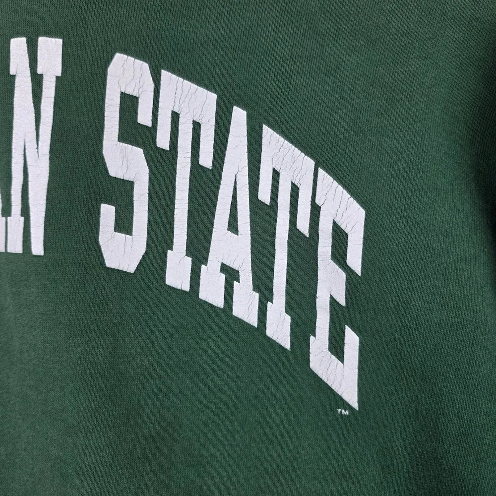 Vintage Russell Athletic Michigan State Hoodie Mens Large Green Made in USA MSU